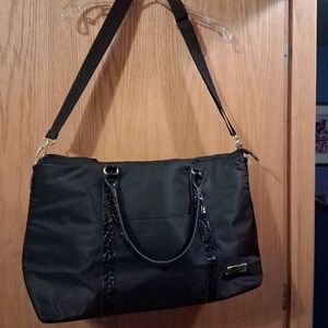 Samantha Brown Nylon Shoulder Bag Handles & Strap Approx 22x12 Black Large